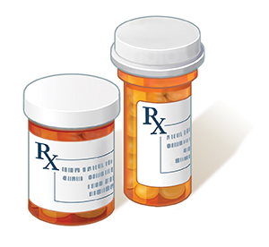 Frascos de medicamentos recetados.